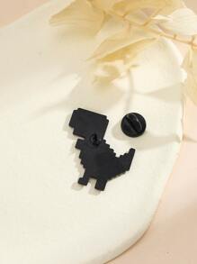 Broche con dinosaurio de dibujos animados - Blanco y Negro - Ver 4