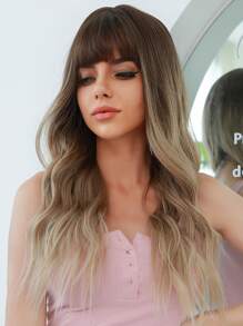 Tóc giả tổng hợp sóng dài có tóc mái - Ombre - Xem 4