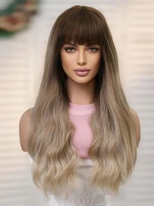 Tóc giả tổng hợp sóng dài có tóc mái - Ombre - Xem 5