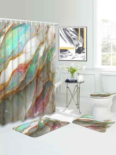1pc Gradient Texture Bathroom Mat Or Shower Curtain Home Bathroom Decor Bath Rug Floor Carpet Outdoor Rug Door Mat Fall Decor Bathroom Accessories Back To School Entryway Decor