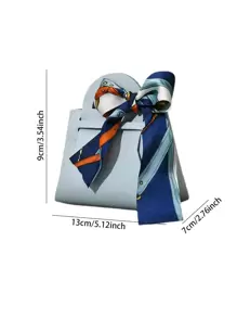 1pc European Style Gift Box, Bag Design Bow Decor Gift Packaging Box For Party - Blue - View 2