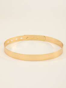 1pc Women's Metallic Rhombus Shiny Decorative Belt, Adjustable For Outdoor Photo Shoot & Daily Casual Wear - Gold - View 2