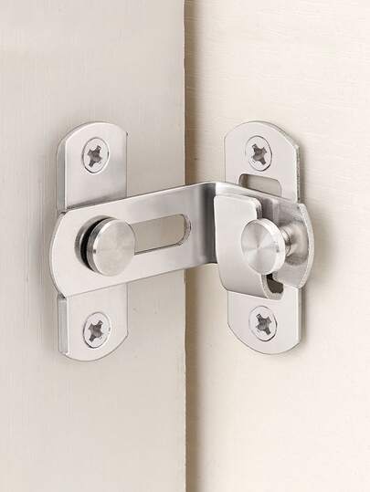 1pc Stainless Steel Door Lock, Modern Silver 90-degree Lock For Home