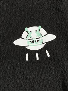 Manfinity Men Cartoon Graphic Tee & Drawstring Waist Shorts - Multicolor - View 3