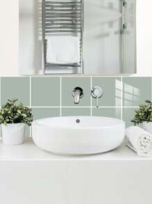 10pcs PVC Peel And Stick Backsplash Tile, Green Wall Tile Sticker For Bathroom, Renovation Stickers Peel Wall Panels, Wall Paper, Wallpapers, Spring Decoration Items Refresh Your Home, Festival Decoration Stickers Gifts Birthday Graduation - Mint Green - View 1