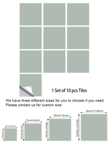 10pcs PVC Peel And Stick Backsplash Tile, Green Wall Tile Sticker For Bathroom, Renovation Stickers Peel Wall Panels, Wall Paper, Wallpapers, Spring Decoration Items Refresh Your Home, Festival Decoration Stickers Gifts Birthday Graduation - Mint Green - View 2