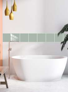 10pcs PVC Peel And Stick Backsplash Tile, Green Wall Tile Sticker For Bathroom, Renovation Stickers Peel Wall Panels, Wall Paper, Wallpapers, Spring Decoration Items Refresh Your Home, Festival Decoration Stickers Gifts Birthday Graduation - Mint Green - View 4