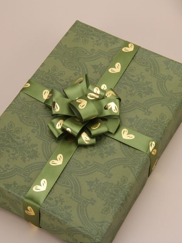 1roll Polyester Gift Wrap Ribbon, Modern Heart Pattern Gift Wrapping