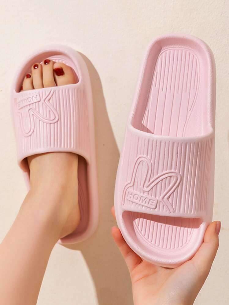 Women Comfort Rabbit & Letter Embossed Slides, Fashionable