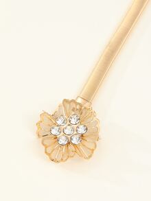 Cinturón con hebilla con diseño de diamante de imitación flor - Dorado - Ver 4