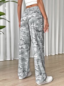 SHEIN EZwear Gorpcore Camo Print Flap Pocket Cargo Quần - Nhiều màu - Xem 2