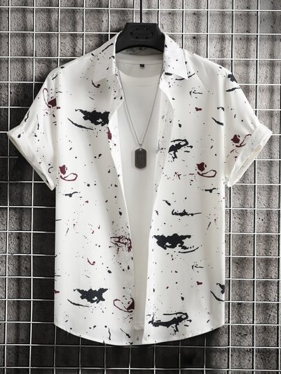 Guys Splash Ink Print Shirt Without Tee