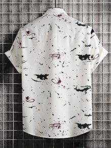 Manfinity Áo sơ mi Nam Nút phía trước Tất cả trên in Giải trí - trắng - Xem 2