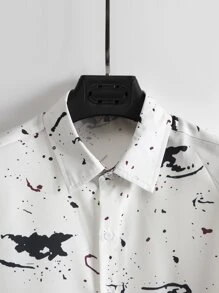 Manfinity Áo sơ mi Nam Nút phía trước Tất cả trên in Giải trí - trắng - Xem 3