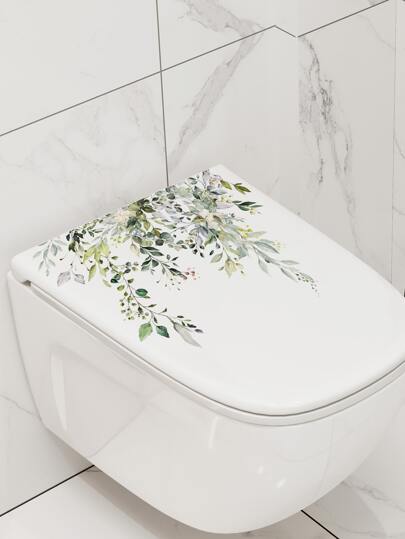 Adesivo de PVC para tampa de vaso sanitário, adesivo com estampa de plantas para vaso sanitário e cômoda, adesivos, decalque de parede, decalque de vinil para decoração de casa, itens de decoração de primavera para renovar sua casa, adesivos de decoração para festivais, presentes de aniversário, formatura, volta às aulas, decoração de sala, material escolar