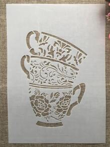 1pc A4 Size Plastic White Hollow Painting/Drawing Template For Mugs - White - View 1