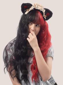 Tóc giả tổng hợp xoăn dài hai tông có tóc mái - Hai tông màu - Xem 4