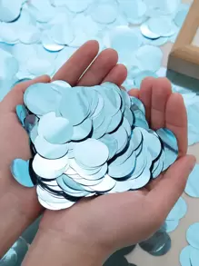 1 paquete de Confeti de poliestireno para lanzar, confeti metálico azul minimalista y redondo para fiestas, Navidad