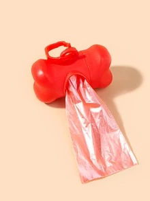 1pc Bone Design Pet Poopbag Dispenser & 2rolls Pet Poopbag - Red - View 7