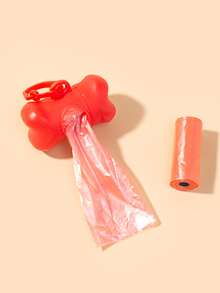 1pc Bone Design Pet Poopbag Dispenser & 2rolls Pet Poopbag - Red - View 8