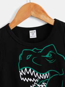 SHEIN Toddler Boys Dinosaur Print Tank Top - Black - View 4