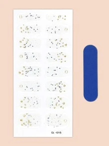 1sheet Bronzing Detail Nail Art Sticker & 1pc Nail File