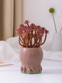 1pc Resin Flower Pot With Drainage Hole Rubber Stopper For Home Decor, Gardening - Multicolor - View 3