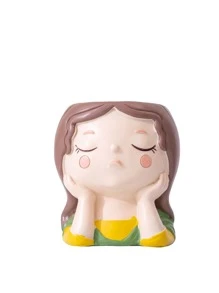 1pc Resin Flower Pot With Drainage Hole Rubber Stopper For Home Decor, Gardening - Multicolor - View 6