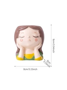 1pc Resin Flower Pot With Drainage Hole Rubber Stopper For Home Decor, Gardening - Multicolor - View 7