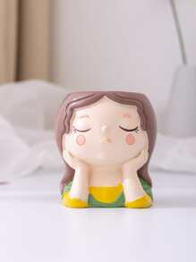 1pc Resin Flower Pot With Drainage Hole Rubber Stopper For Home Decor, Gardening - Multicolor - View 4