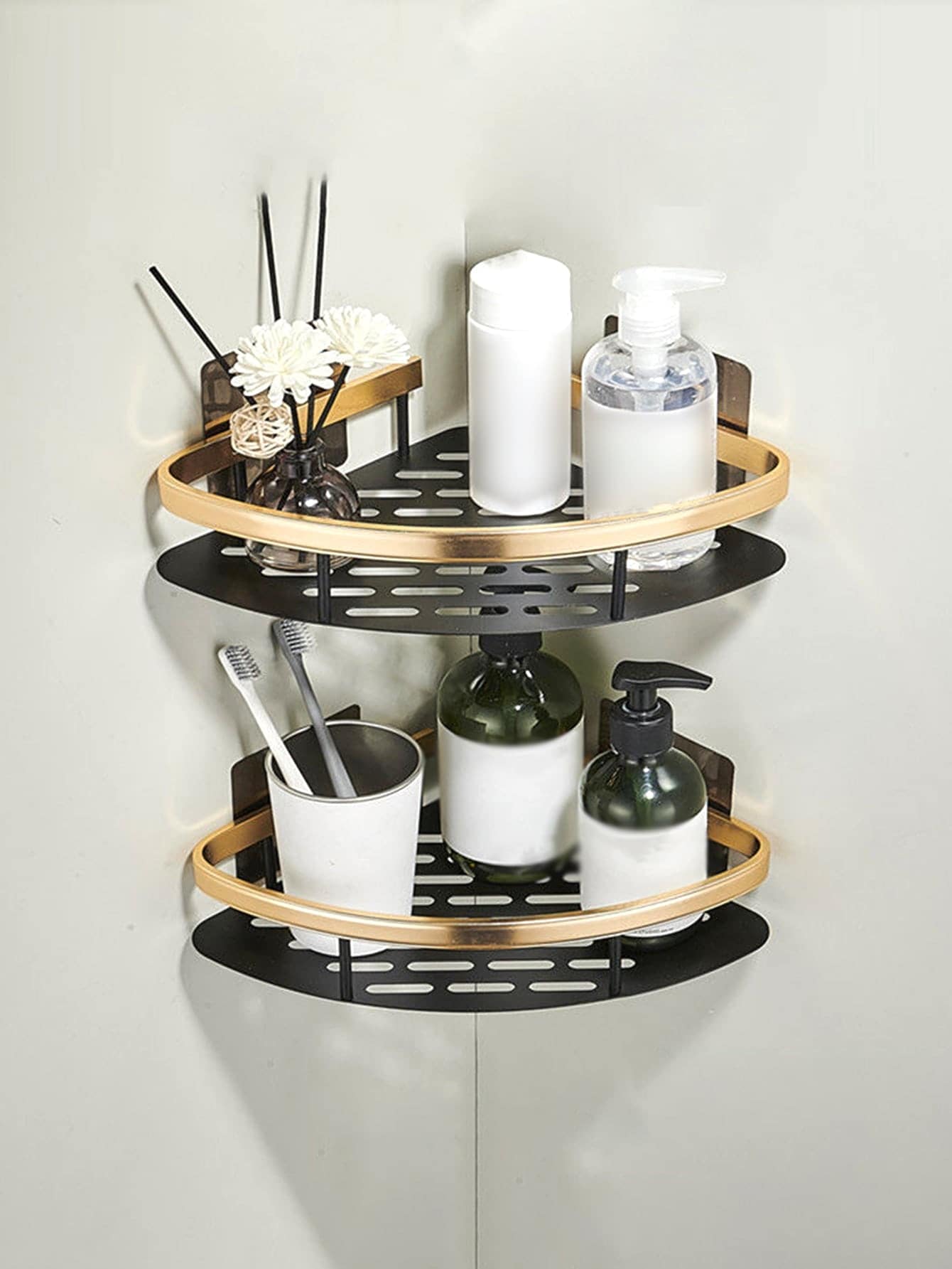 1 pieza Estante de almacenamiento de baño sin perforación - Multicolor - Ver 1