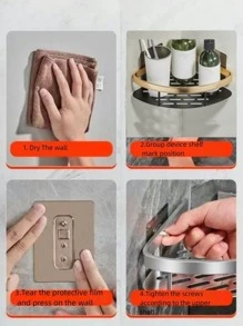 1 pieza Estante de almacenamiento de baño sin perforación - Multicolor - Ver 6