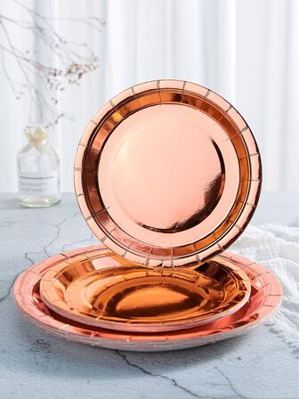 12入組/套紙質一次性盤子金屬一次性餐盤派對用