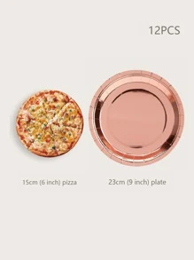 12入組/套紙質一次性盤子金屬一次性餐盤派對用