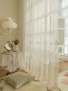 1 Thêu Hoa Sheer Bảng Màn Phong Cách Châu Âu Polyester Lọc Sáng Riêng Tư Màn Sheer Cho Phòng Khách, Phòng Ngủ - Nhiều màu - Xem 2