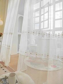 1 Thêu Hoa Sheer Bảng Màn Phong Cách Châu Âu Polyester Lọc Sáng Riêng Tư Màn Sheer Cho Phòng Khách, Phòng Ngủ - Nhiều màu - Xem 3