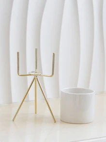 1pc Porcelain Flower Vase, Modern White Vase For Flower And Home Decor,Home Decor,Flower Vase,Centerpiece,Table Decor Room Decor Glass Vase - Gold - View 4