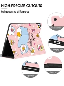 卡通企鵝圖案保護套適用於iPad - 彩色 - 查看 3