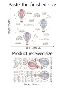 2pcs/Set PVC Wall Sticker, Rainbow & Hot Air Balloon Pattern Wall Decal For Home, Stickers, Wall Decal, Vinyl Decal For Home Decorations, Spring Decoration Items Refresh Your Home, Festival Decoration Stickers Gifts Birthday Graduation