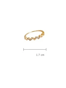 Cubic Zirconia Decor Ring - Yellow Gold - View 3