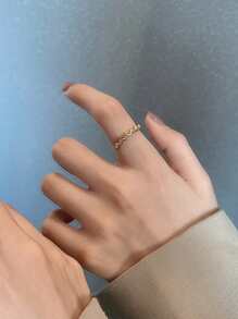 Cubic Zirconia Decor Ring - Yellow Gold - View 4