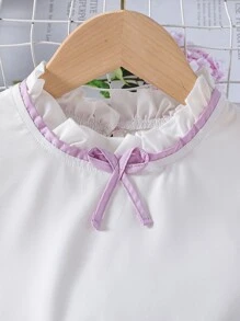 SHEIN 女孩荷葉邊前蝴蝶結襯衫和腰帶長褲 - 彩色 - 查看 3