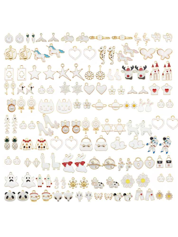 30pairs/set Random Heart & Cloud DIY Pendant - White - View 1