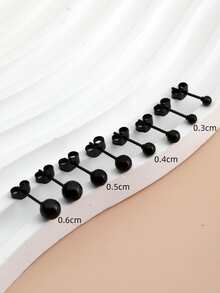 4 cặp/bộ Bông tai thiết kế quả bóng - màu đen - Xem 3