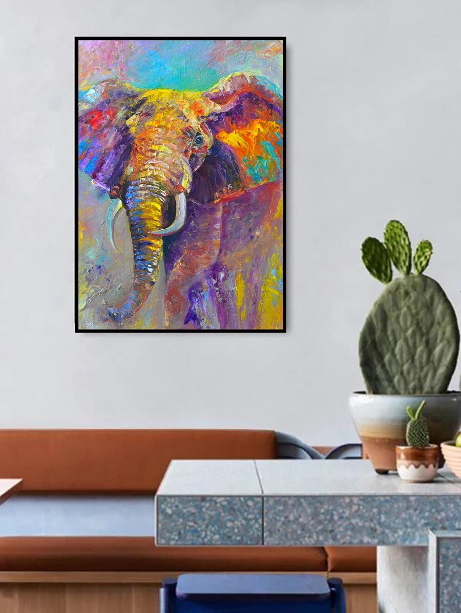 1pc PVC Wall Decal, Elephant Pattern Wall Sticker For Home Wall Decor - Multicolor - View 1
