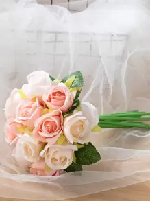 12 Cái/bó Hoa Hồng Nhân Tạo Polyester Bó Hoa, Bó Hoa Nhân Tạo Lãng Mạn Cho Bữa Tiệc - Nhiều màu - Xem 3
