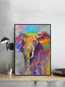 1pc PVC Wall Decal, Elephant Pattern Wall Sticker For Home Wall Decor - Multicolor - View 2