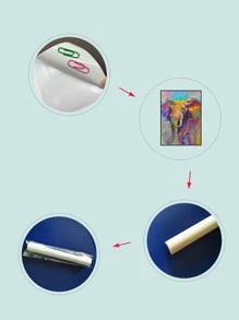 1pc PVC Wall Decal, Elephant Pattern Wall Sticker For Home Wall Decor - Multicolor - View 4