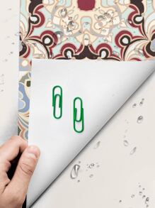 1roll Geometric Pattern Waterproof Floor Sticker, Vintage PVC Peel Stick Floor Tile For Household Rama Decoration - Multicolor - View 2