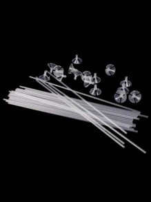 20个塑料气球夹和杆，简约透明气球支架，适合派对使用 - 無色 - 查看 1